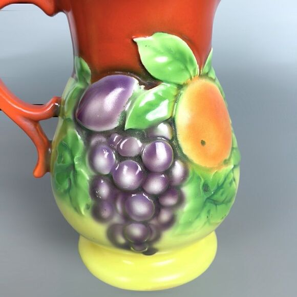 Vintage 1930th Ditmar Urbach Czechoslovakia Art Ceramic Pitcher Fruit Design - Picture 5 of 11